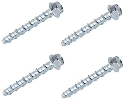 Merriway BH03049 (4 Pcs) Concrete/Masonry Screw Anchor Hex Head Bolt, M10 x 100mm (3/8 inch x 4 inch) - Pack of 4 Pieces