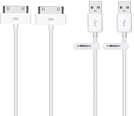 Aibocn MFi Certified 30 Pin Sync and Charge Dock Cable for iPhone 4 4S / iPad 1 2 3 / iPod Nano/iPod Touch - 2 Pack