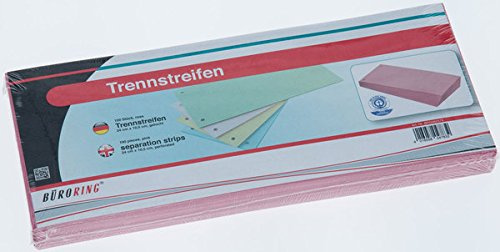 Büroring Trennstreifen rosa 10,5x24cm, 190g/qm Karton, gelocht