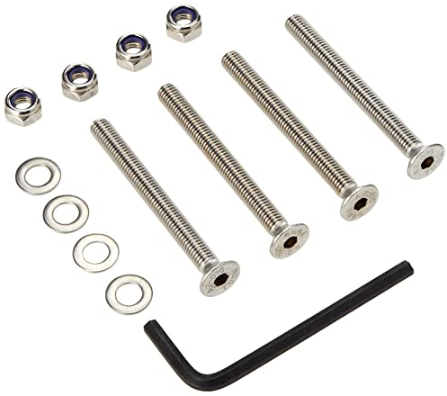 AHC 8mm Countersunk Bolts M8 x 80mm (Including Head) A2 Stainless Steel Socket/Allen Head Csk Bolt/Screws (4 Pack) Free Washers Nuts and Hex Key
