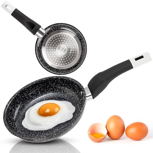 EliteHoff Induktionspanna, non-stick-belagd stekpanna, aluminiumstekpanna, lämplig för alla typer av spisar, svart (20 cm)