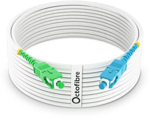 Octofibre - Câble Fibre Optique Freebox - 15m - Renforcé avec Blindage Kevlar - Rallonge/Jarretière Fibre Optique - SC APC vers SC UPC - Garantie 10 Ans