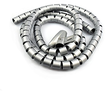 Cable Tidy Sleeves, 2M/25mm Cable Management Wire Tidy Cable Cover Protector for PC TV Computer, Home and Office Cord Organizer, DIY Flexible (Silver)