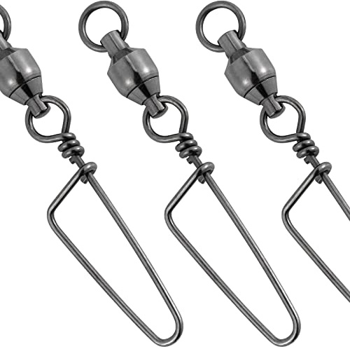 Dr.Fish 20 Pack Fishing Snap Swivels Ball Bearing Swivels Fishing Tackle Saltwater & Freshwater Coast-Lock Lure Snap Clips Terminal Tackle Line Leader Connector Accessories 126LB