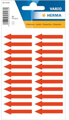 Herma Hinweisetiketten, Pfeile, leuchtrot, 38x7mm, 88 St., 4143