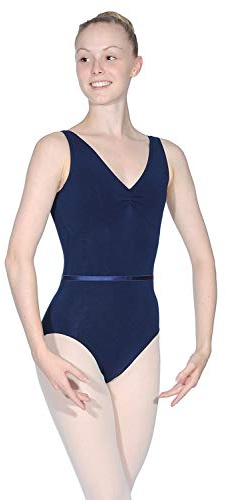 Capezio Ca1Ev 126 - Leotardo sin mangas con pellizco de la colección Front Class, azul marino, talla M
