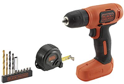 Black+Decker + Decker BDCD8GPA-QW – Bohrschrauber Ultra Kompakt 7.2 V 1.5 Ah Lithium mit 11 Zubehören und Tragetasche