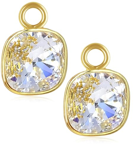 Charm Anhänger 2 Stück Gold 925 Sterling Silber für Creolen Kristalle NOBEL SCHMUCK®