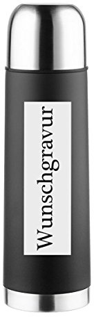 polar-effekt Edelstahl Thermoskanne mit Gravur des Namens - Personalisierte Geschenk zum Geburtstag oder Weihnachten - Thermoflasche 0,5 Liter – Farbe schwarz