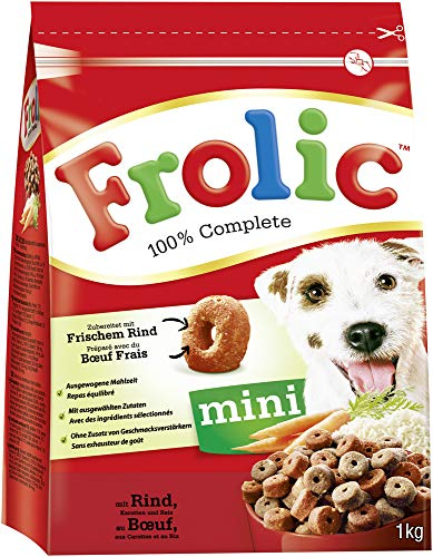 Frolic Hundefutter - Trockenfutter für kleine Hunde mit Rind, Karotten und Reis - Leckere saftige Ringos - Beutel (6 x 1kg)