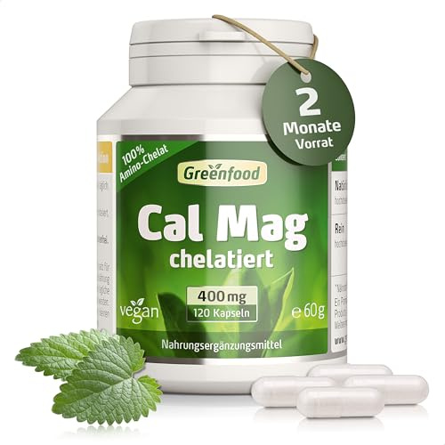 Calcium + Magnesium, chelatiert, 400 mg, 120 Kaps - OHNE künstl. Zusätze