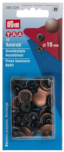 Prym Botón, Metal, Dorado, 15 mm, altkupfer, 10 Stück