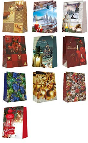 30 Geschenkt?ten Weihnachten 5 Motive Medium M 23 x 18 x 10 cm Weihnachtst?ten Geschenktaschen Papier-Tragetaschen 22-2021