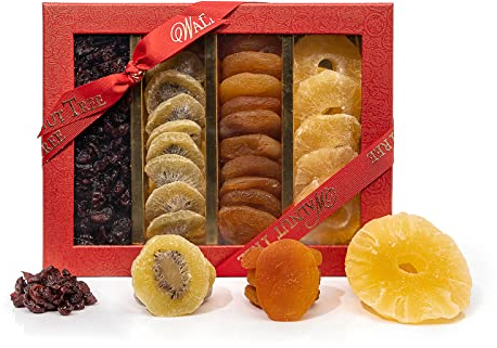 Walnut Tree – Dried Fruit Gift Box with Apricots, Cranberries, Pineapple and Kiwi – Vegan, Vegetarian, Halal, Kosher, Gluten Free Diets – Luxury Father’s Day Gift for Him – 380g