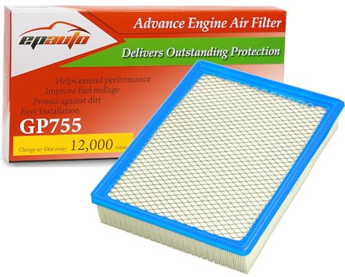 EPAuto GP755 (CA8755A) Engine Air Filter, Replacement for Chevy Silverado, Suburban, Tahoe, Avalanche, GMC Sierra, Yukon, Cadillac Escalade – Fits V8 5.3L/6.0L/6.2L Engines (1999–2020)