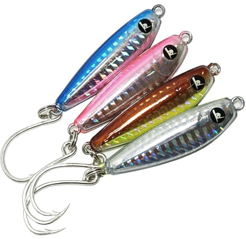 Kmucutie Epoxy Resin Fishing Jig Lure Great for Inshore and Offshore Game Fish,Artificial Lures for Grouper,Dogtooth,Bass Salmon(Mixed Color B,1 OZ)
