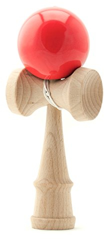 PRECORN Kendama Japanisches Geschicklichkeitsspiel rote Kugel Holz-Spielzeug Kugelfangspiel Marke
