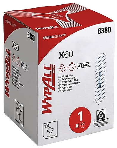 WypAll X60 General Clean Cloths 8380 - Blue Centrefeed Roll Cleaning Cloths - 1 Centrefeed Roll x 150 Blue Industrial Wipers