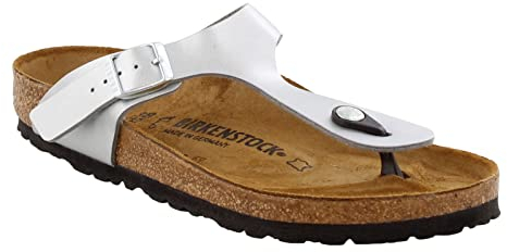 BIRKENSTOCK Gizeh, Damen Zehentrenner, Silber, 37 EU
