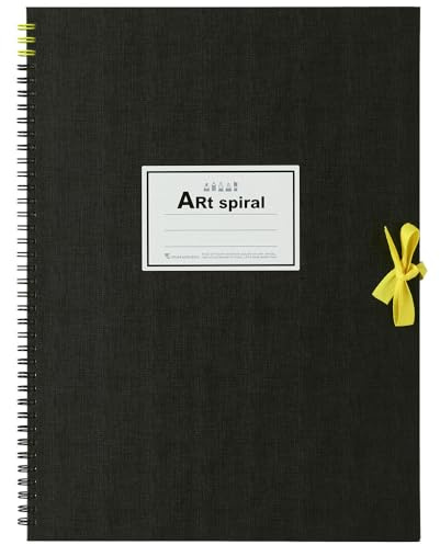 Maruman Art Spiral Sketchbook, F4, 13.27 x 10.04, Drawing Pad with 24 Sheets of Acid-Free Thick Paper, Twin Wire Binding, Durable Black Cover, Artist Notebook for Sketching, Made in Japan