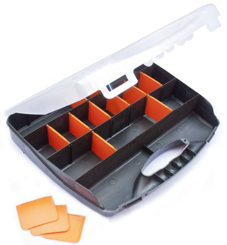Toolzone Divided Compartment Organiser Plastic Case Box - Medium - 380mm