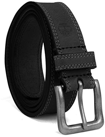 Timberland Men's Classic Leather Jean Belt 1.4 Inches Wide (Big & Tall Available), Black (Stitched), 42