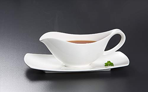 Viva Haushaltswaren Lot de 2 saucières en porcelaine Blanc