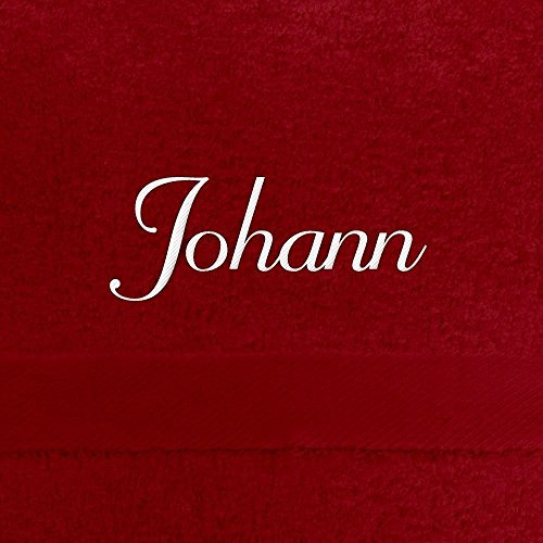 digital print Gästehandtuch mit Namen Johann Bestickt, 40x60 cm, rot, extra Flauschige 550 g/qm Baumwolle (100%), Handtuch mit Namen besticken, Gästetuch mit Bestickung