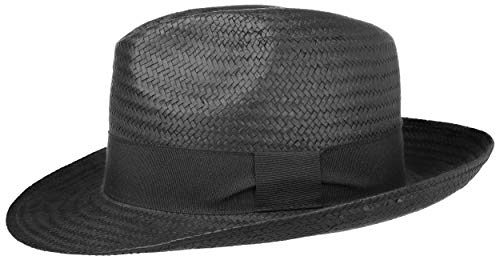 Black Mountain Strohhut (Bogarthut) aus Papierstroh Damen und Herren | Hut mit Ripsband | Sommerhut in schwarz | Sonnenhut in XL (60-61 cm) | Strandhut Frühling/Sommer