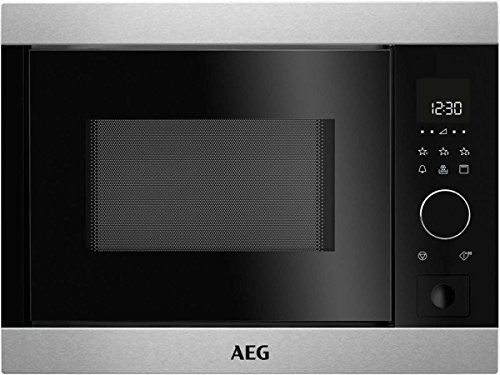 AEG MBE2657S-M Mikrowelle/Mikrowellengerät mit 25 l Backraum/max. 900 Watt & 5 Stufen/Einbau Mikrowelle mit Berührungssensor & Kindersicherung/Edelstahl + Anti-Fingerprint/silber & schwarz