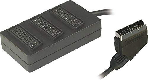 APM, Distributore Scart, 3 uscite Scart femmina - 1 attacco Scart maschio, colore: Nero/Nickel