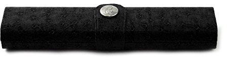 Calabria Slim Hard Eyeglass Case with Faux Ostrich Finish – Compact Snap Button Eyewear Holder | Protective Travel Storage for Reading Glasses and Sunglasses | Black