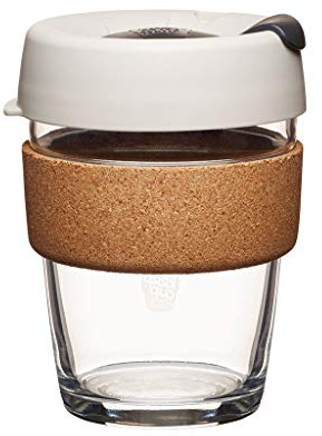 KeepCup Reusable Tempered Glass Coffee Cup | Travel Mug with Splash Proof Lid, Brew Cork Band, Lightweight, BPA Free | Medium | 12oz / 340ml | Filter