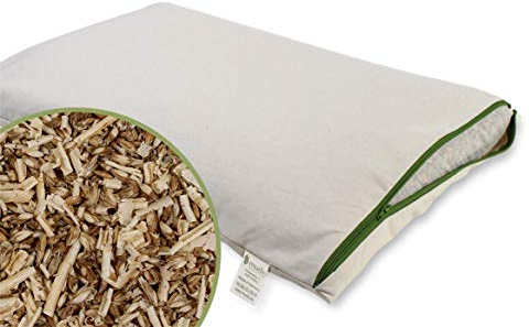 Kissen-Hexchen de espelta orgánica almohada, en varios tamaños con extra algodón bio, innennetz, Natur mit grünen Reißverschluss, 30cm x 45 cm