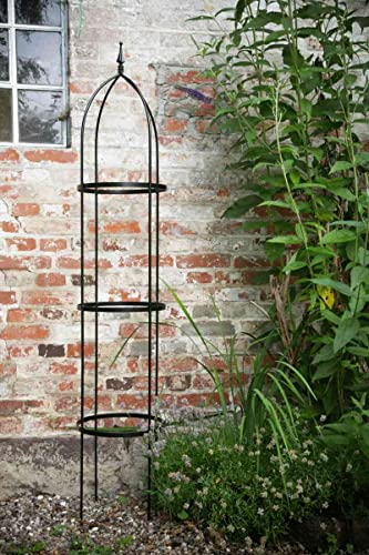 KUHEIGA Rankgerüst 10mm Volleisen Obelisk SCHWARZ H: 200cm, inkl. 38 cm Erdspieße