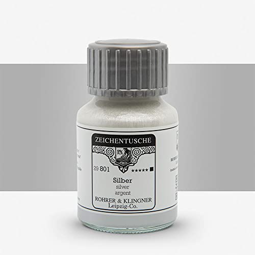 Rohrer & Klingner Zeichentusche - silber , 50 ml Glasflakon