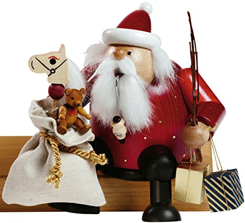 Weihnachtsdekoration Erzgebirge Holzkunst Handarbeit R?ucherm?nnchen Kantenhocker Weihnachtsmann farbig ca. 16,0 cm