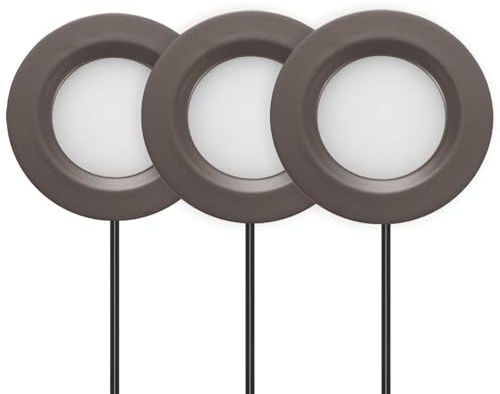 Getinlight 2.75 Under Cabinet LED Puck Lights Kit, Plug-in 12V Set with in-Line Dimmer, 3000K Warm White, Recessed or Surface Mount, ETL Listed, 3-Pack, IN-0102-3-BZ