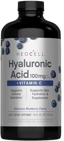 NeoCell Liquid Hyaluronic Acid | 16 fl oz | with Vitamin C | Skin Hydration | Antioxidant Supplement | Blueberry Flavor