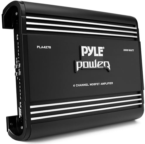 Pyle 2000W 4-Channel Car Stereo Amplifier - Bridgeable MOSFET Power - Bass Boost Control - Crossover - Silver-Plated RCA Inputs/Outputs - Thermal & Short Circuit Protection - Compact Design - PLA4278