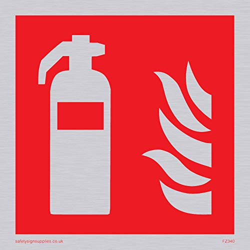 Viking Signs FZ340-S85-SV Fire Extinguisher Symbol Sign, Silver, Vinyl, 85 mm H x 85 mm W