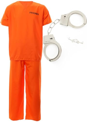 STRÄFLINGS KOSTÜM = VON ILOVEFANCYDRESS®= FÜR MÄNNER ODER FRAUEN- 2 TEILIG ANZUG = IN ORANGE MIT DER AUFSCHRIFT PRISONER AUF DER VORDER UND DER RÜCKSEITE = MIT HANDSCHELLEN = ELASISCHER HOSENBUND = DAS PERFEKTE KOSTÜM FÜR JEDE GEFÄNGNISS VERKLEIDUNG = AN FASCHING / KARNEVAL ODER JUNGGESELLENABSCHIED = GRÖßE-MEDIUM