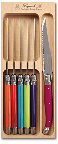 Steak Knife Set 6pcs in Wooden Tray: Multicolour