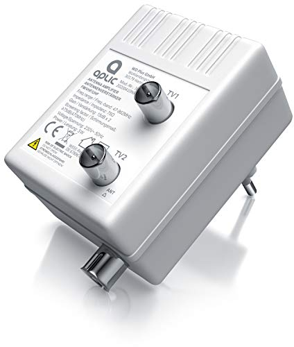 CSL - Antennenverstärker für Kabelverfernsehen DVB-T TV Radio Signalverstärker - Verteilverstärker - 2 Geräte-Verstärker von 2× 15 dB - Full HD 1080p - DVB-T2 - DVB-C - Radio UHF VHF UKW