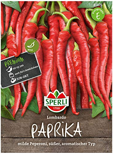 Sperli Premium Paprika Samen Lombardo ; Mild, Süß, Aromatisch ; Peperoni Samen ; Paprika Saatgut