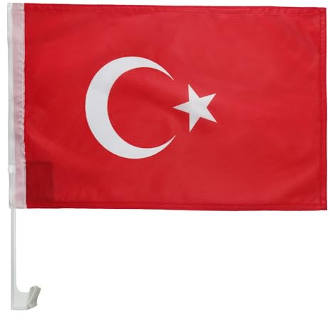AZ FLAG Autofahne Türkei 45x30 cm Türkische Mesh-Polyester Saugnapf | Für außen Autoflagge Türkiye genähte wetterfeste Ausführung mit Kunststoffstab