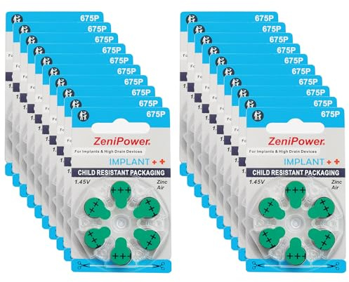 Zenipower Dimensioni A675P Cochlear Implant batteria 120 batterie