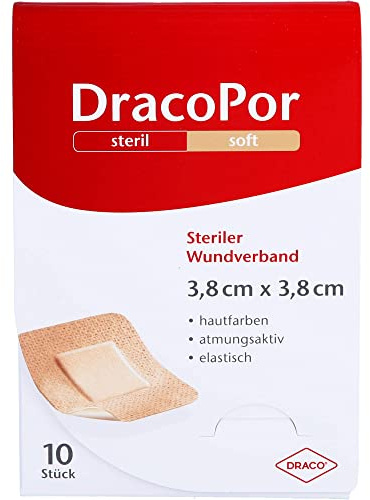 DRACOPOR Wundverband 3,8x3,8 cm steril hautfarben 10 St