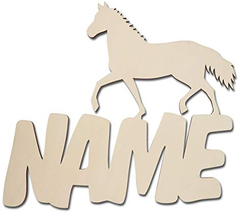 Schlummerlicht24 personalisierte Pferde-Wandlampe aus Holz mit LED | Mit Name und Datum individualisierbar sowie als Nachtlicht, Kinderzimmerdeko oder Namensschild vielseitig nutzbar