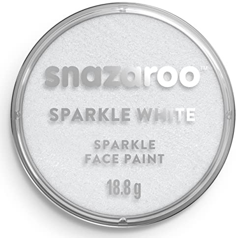 Snazaroo 1118001 barnsmink, hudvänlig vattenbaserad ansiktssmink, vattenbaserad vattenbeständig, parabenfri, 18 ml kruka – vit skimrande